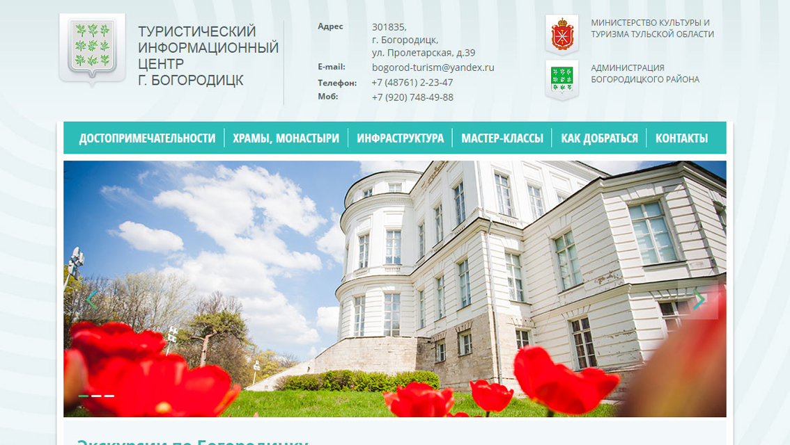 Пример дизайна портфолио: Создание сайта для ТИЦ г. Богородицк - рис. 1