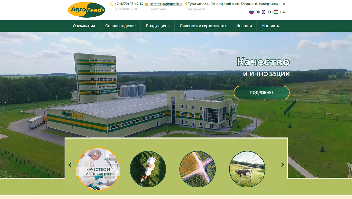 Пример дизайна портфолио: Создание сайта для компании AgroFeed - рис. 1